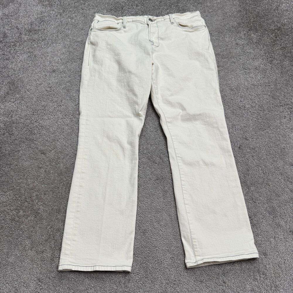 FRAME Le High Straight Denim Jeans Women 32 Chalk White High Rise Stretch Cotton